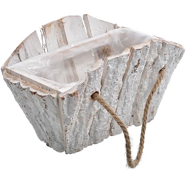 POJEMNIK Z KORY Z UCHWYTAMI ZE SZNURKA