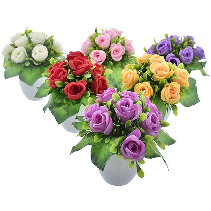 RÓŻYCZKI W DONICY KOMPOZYCJA KWIATOWA 15 CM