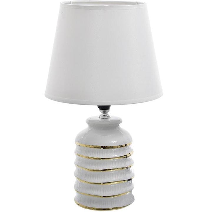 LAMPA NOCNA CERAMICZNA BIAŁO-ZŁOTA