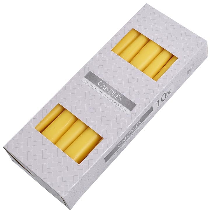 ŚWIECA STOŻEK W KARTONIE 10 SZT. 24,5 CM ŻÓŁTA