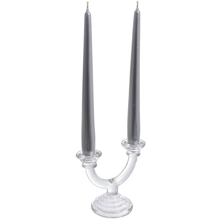 ŚWIECE STOŻEK METALIK 24,5 CM SREBRNE