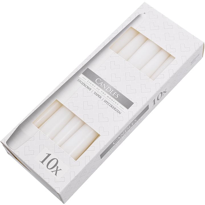ŚWIECE STOŻEK KARTON 10 SZTUK 24,5 CM BIAŁA