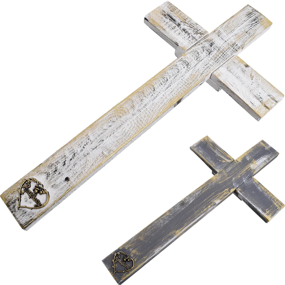 DREWNIANY KRZYŻ PRZECIERANY PODKŁAD DO KOMPOZYCJI 70 CM