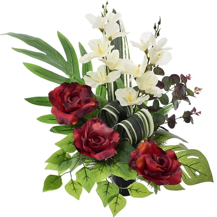 KOMPOZYCJA KWIATOWA DO WAZONU RÓŻA I MIECZYK