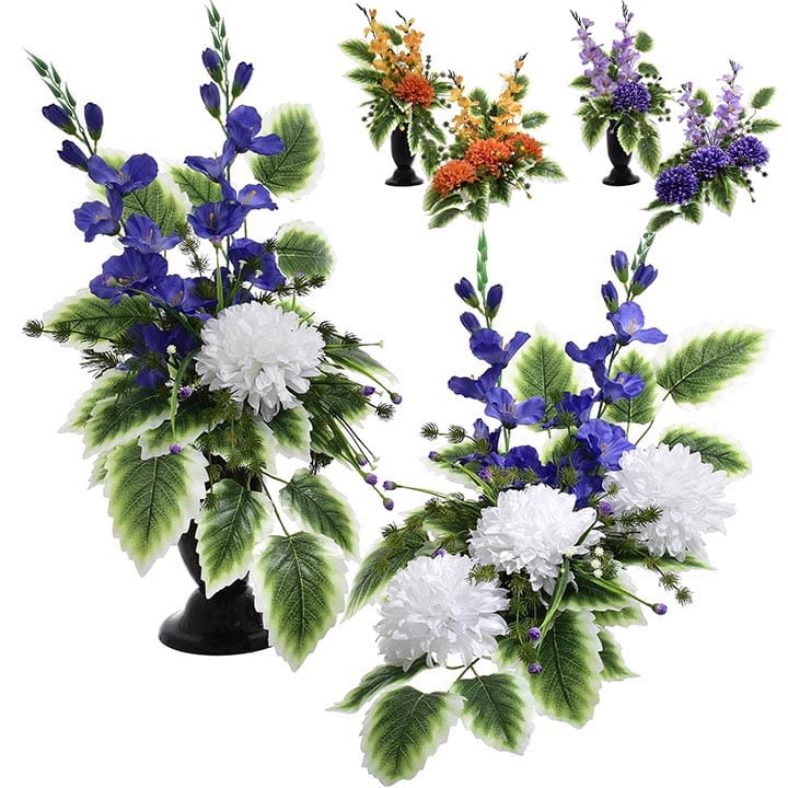 KOMPOZYCJA Z CHRYZANTEMĄ DEKORACJA OZDOBA KOMPLET CMENTARZ