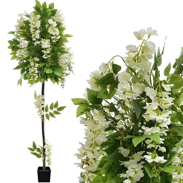 KOMPOZYCJA DRZEWKO SZTUCZNE ROŚLINY WISTERIA 130 CM GLICYNIA