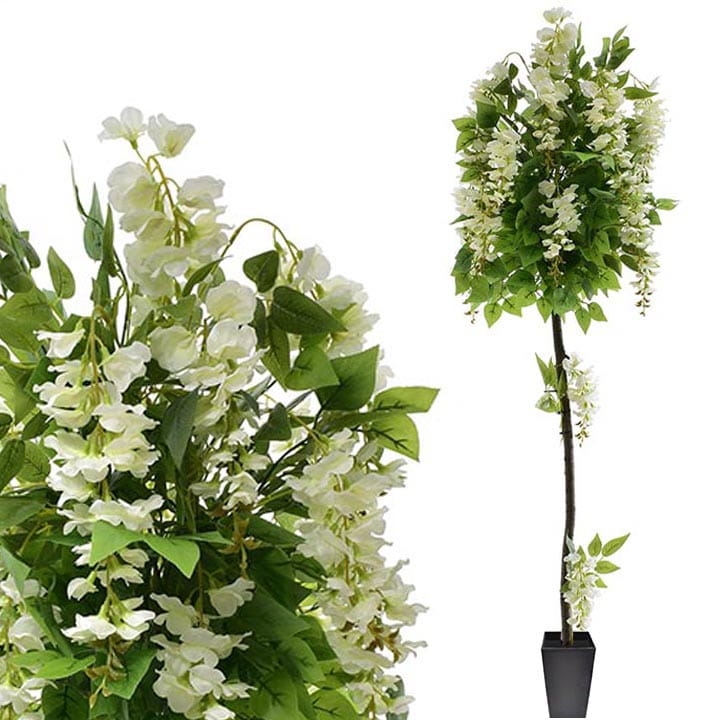 KOMPOZYCJA DRZEWKO SZTUCZNE ROŚLINY WISTERIA 130 CM GLICYNIA 