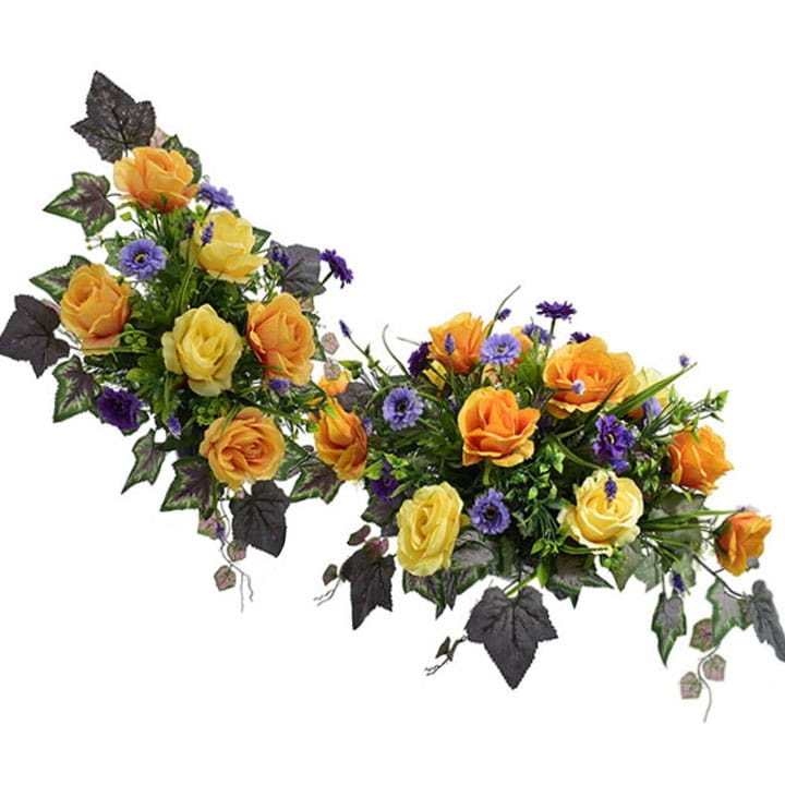 ZESTAW KOMPLET STROIKI NA CMENTARZ SZTUCZNE KWIATY RÓŻA KOMPOZYCJA DONICA