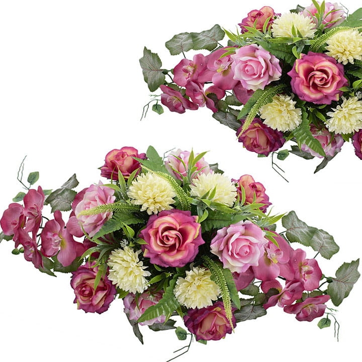 KOMPOZYCJA KWIATOWA RÓŻA CHRYZANTEMA STORCZYK ORCHIDEA SZTUCZNE KWIATY LIŚCIE GAŁĄZKI 