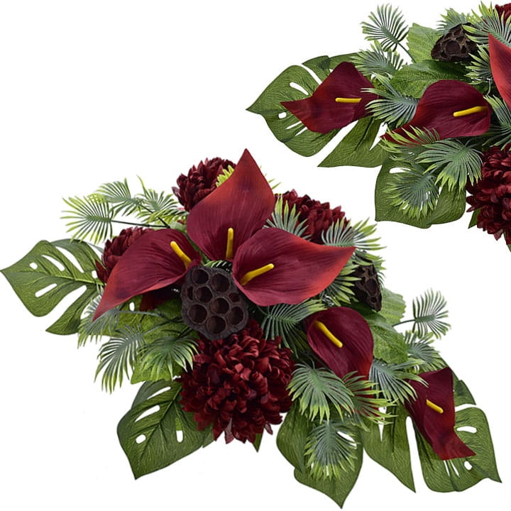 KOMPOZYCJA KWIATOWA CHRYZANTEMA KALA SZTUCZNE KWIATY LIŚCIE GAŁĄZKI 