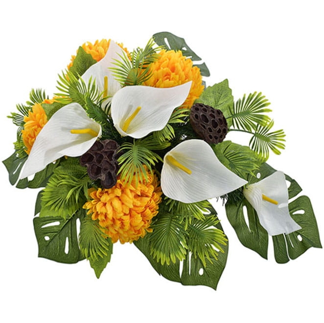 KOMPOZYCJA KWIATOWA CHRYZANTEMA KALA SZTUCZNE KWIATY LIŚCIE GAŁĄZKI 