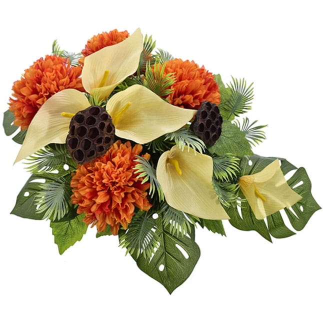 KOMPOZYCJA KWIATOWA CHRYZANTEMA KALA SZTUCZNE KWIATY LIŚCIE GAŁĄZKI 