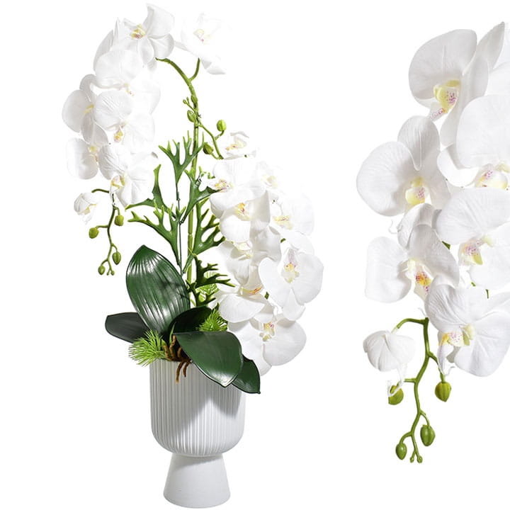 DUŻY STORCZYK W DONICZCE 70 CM KOMPOZYCJA KWIATOWA SZTUCZNE KWIATY ORCHIDEA