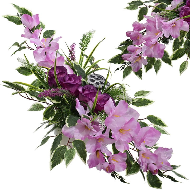 KOMPOZYCJA NAGROBNA RÓŻE STORCZYKI DEKORACJA SZTUCZNE KWIATY