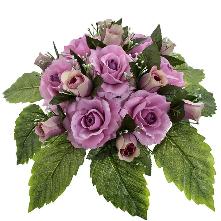 KOMPOZYCJA NAGROBNA SZTUCZNE KWIATY RÓŻE LIŚCIE DEKORACJE W DONICY