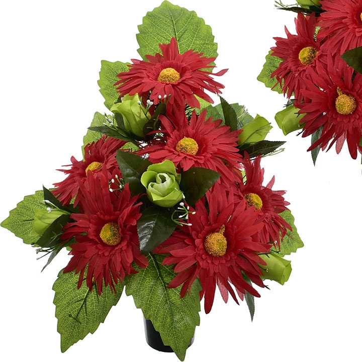 STROIK NA CMENTARZ WKŁAD DO WAZONU BUKIET KOMPOZYCJA Z GERBERÓW I RÓŻ