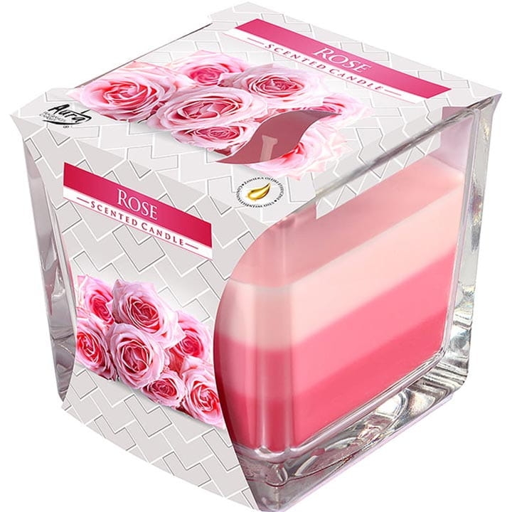 ŚWIECA ZAPACHOWA W SZKLE TRÓJKOLOROWA RÓŻA