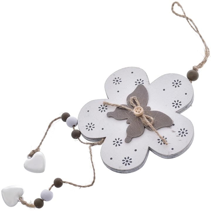 KWIATEK ZAWIESZKA DEKORACYJNA DREWNO AŻUR 18 CM