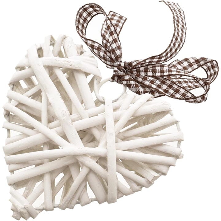 SERCE WIKLINOWE OZDOBNE DEKORACYJNE 10 CM Z KOKARDKĄ