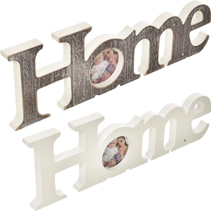 RAMKA NAPIS HOME 7 CM FAKTURA DREWNA I BIAŁA