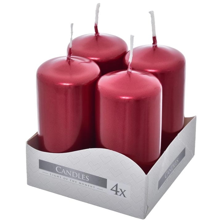 ŚWIECA WOTYWNA CZERWONY METALIK  40/ 80 X 4 SZT
