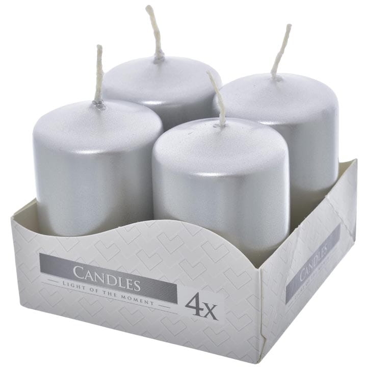 ŚWIECA WOTYWNA SREBRNY METALIK 40/ 60 X 4 SZT
